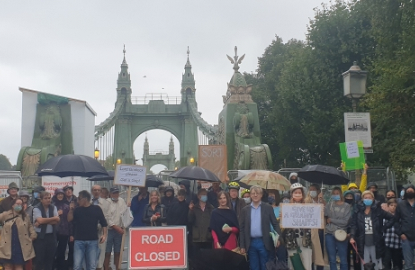 Local Conservatives in front of Hammersmith Bridge